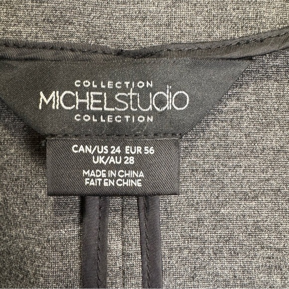 Addition Elle Michel Studio Grey Lightweight Blazer Faux Leather Detail Size 24 - Picture 5 of 11